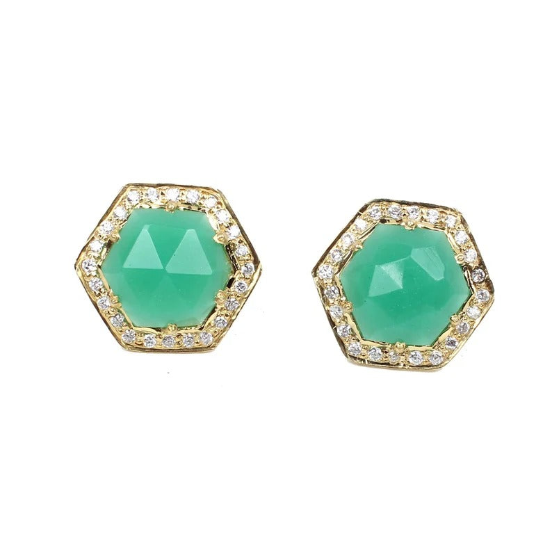 925 Sterling Silver Chrysoprase Chalcedony Earrings