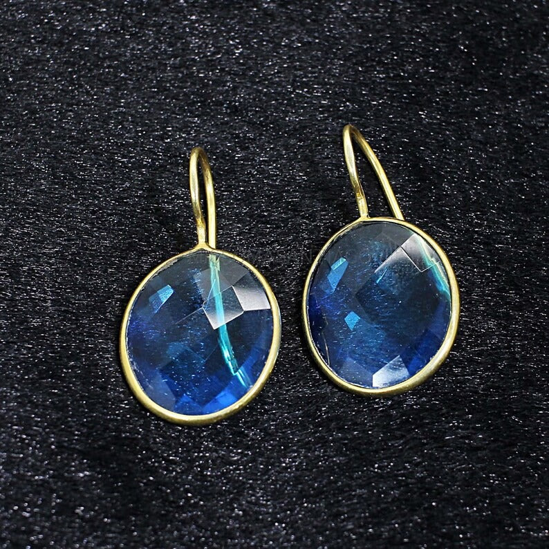 Blue Topaz Gemstone Earrings