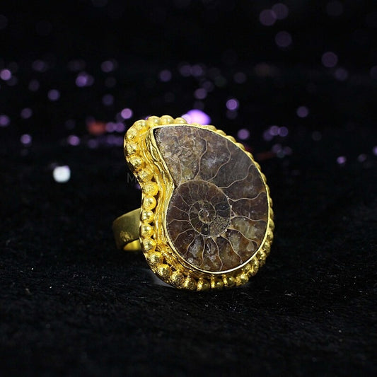 Ammonite Fossil Gemstone Ring