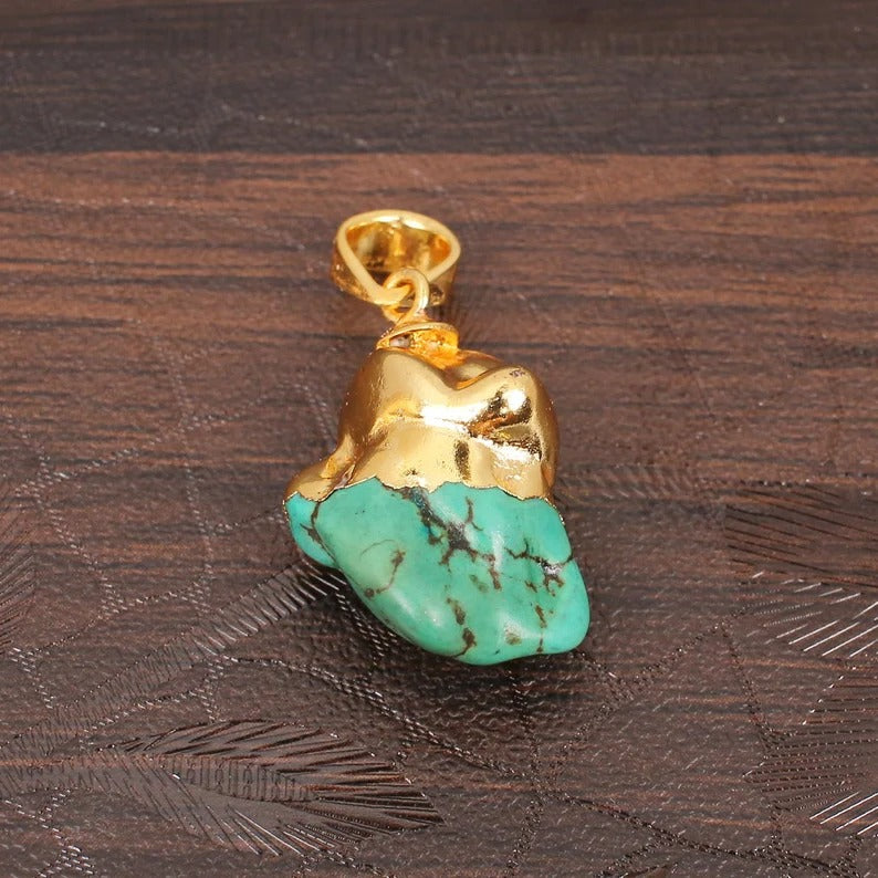 Tibetan Turquoise Gemstone Gold Plated Pendant