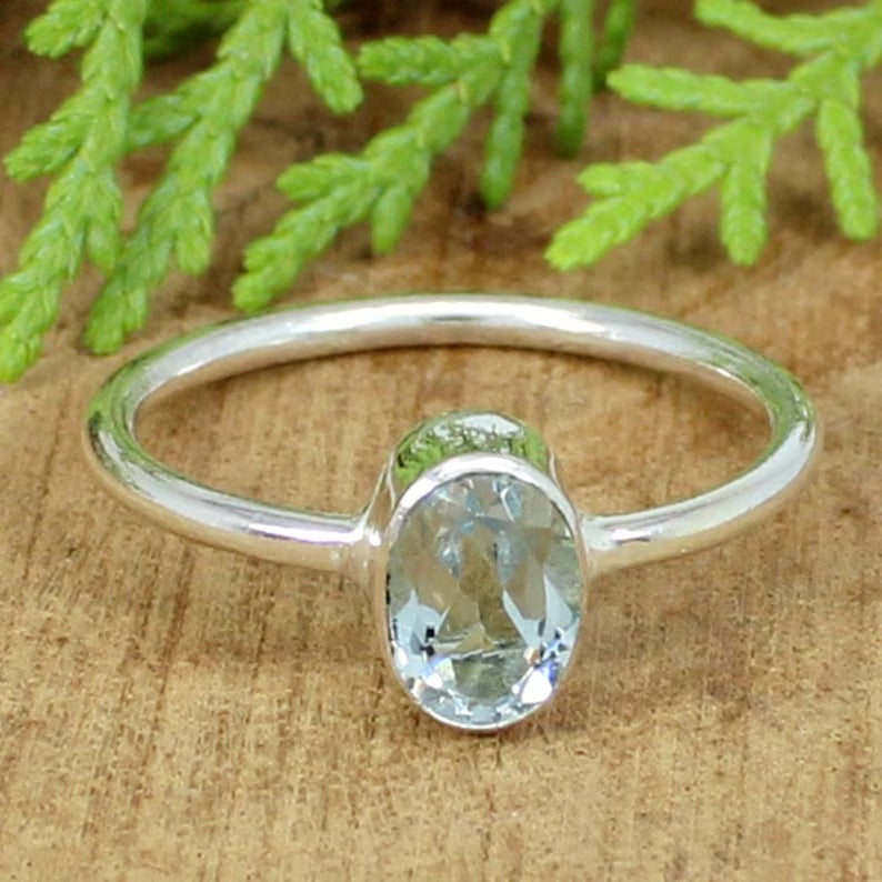 Natural White Topaz 92.5 Silver Ring