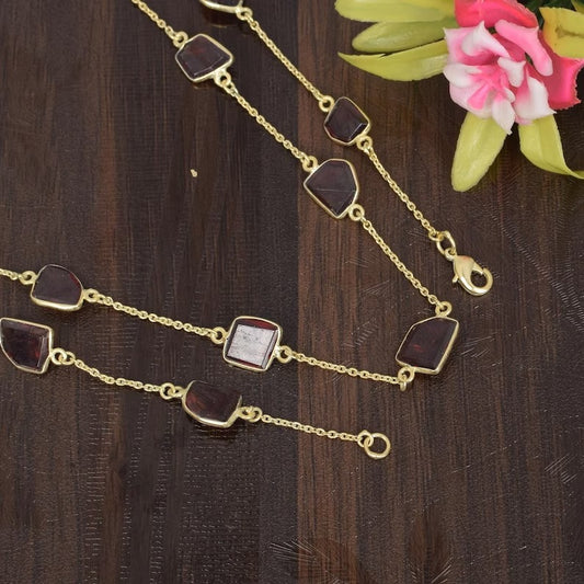 Gold Plated Dark Citrine Gemstone Uneven Necklace