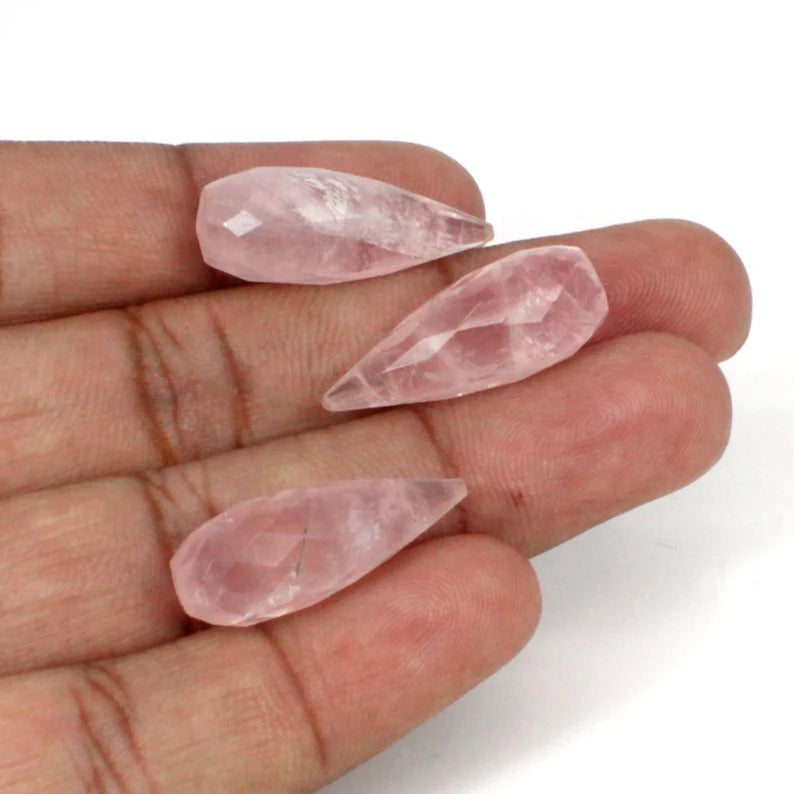 Rose Quartz Opaque Faceted Drop