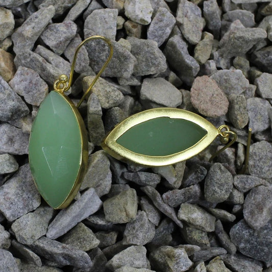 Prehnite Chalcedony Gold Plated Earrings