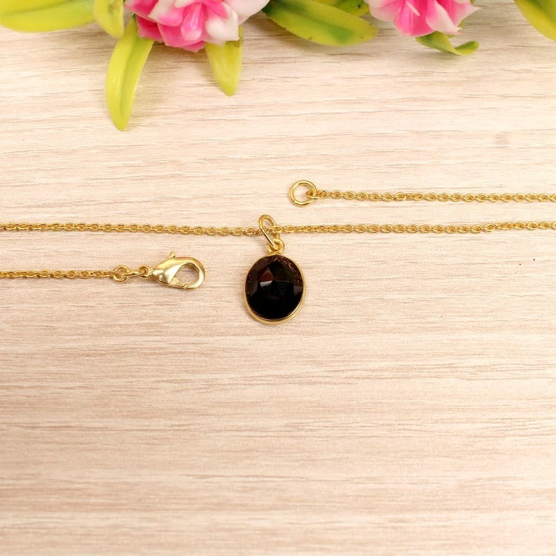 Black Onyx Gemstone 92.5 Sterling Silver Necklace