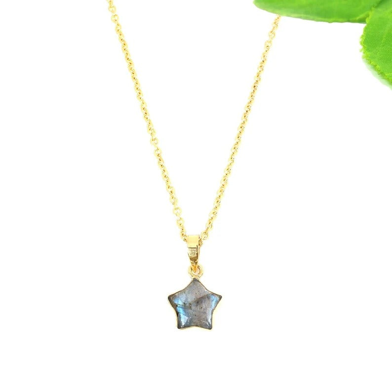 Star Shape Labradorite Gemstone 92.5 Sterling Silver Necklace