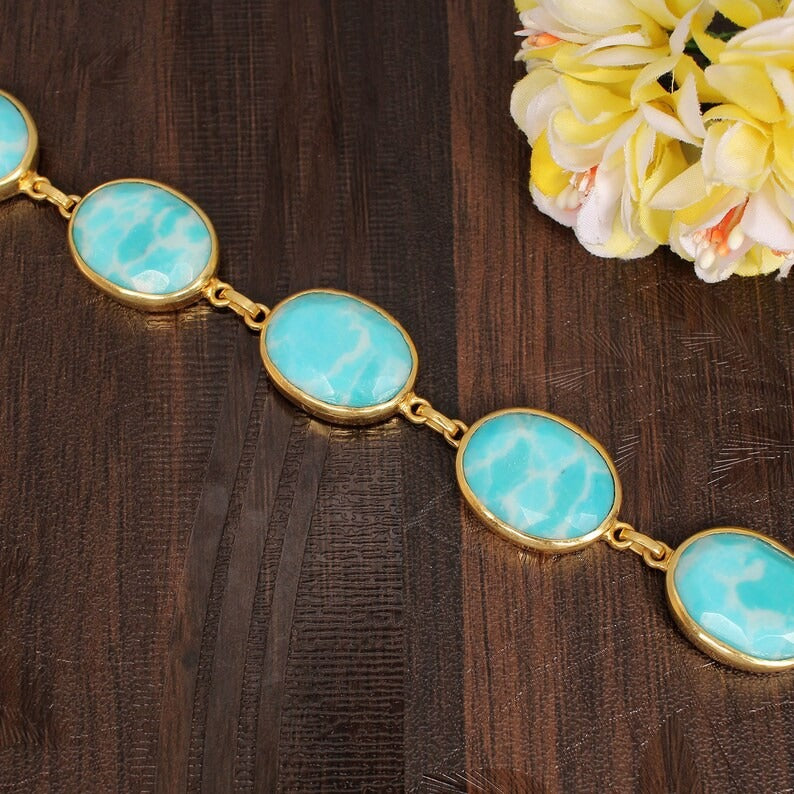 Genuine Larimar Bohemian Bracelet