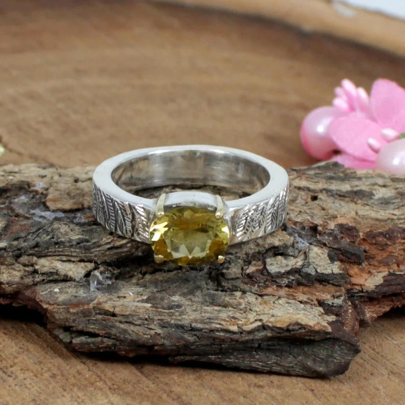 Citrine Gemstone 92.5 Sterling Silver Ring