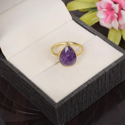 Natural Amethyst Gemstone 92.5 Sterling Silver Ring