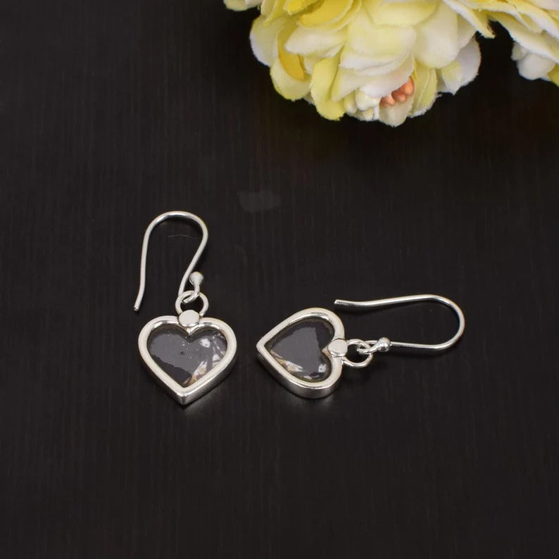 Photo Printed Sterling Silver, 11 x 11 Mm Heart Earrings