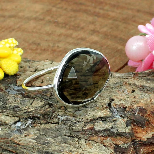 Smoky Quartz Gemstone Sterling Silver Ring