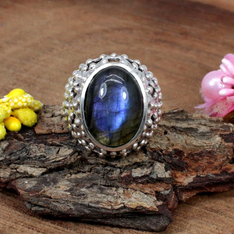 Labradorite Gemstone Sterling Silver Ring