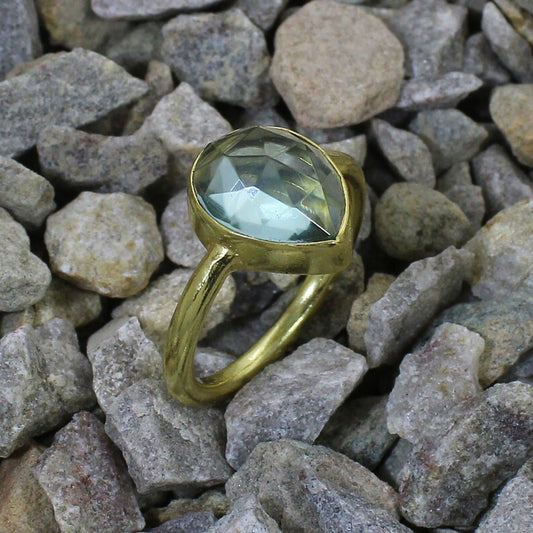 Aquamarine Pear Gemstone Ring..