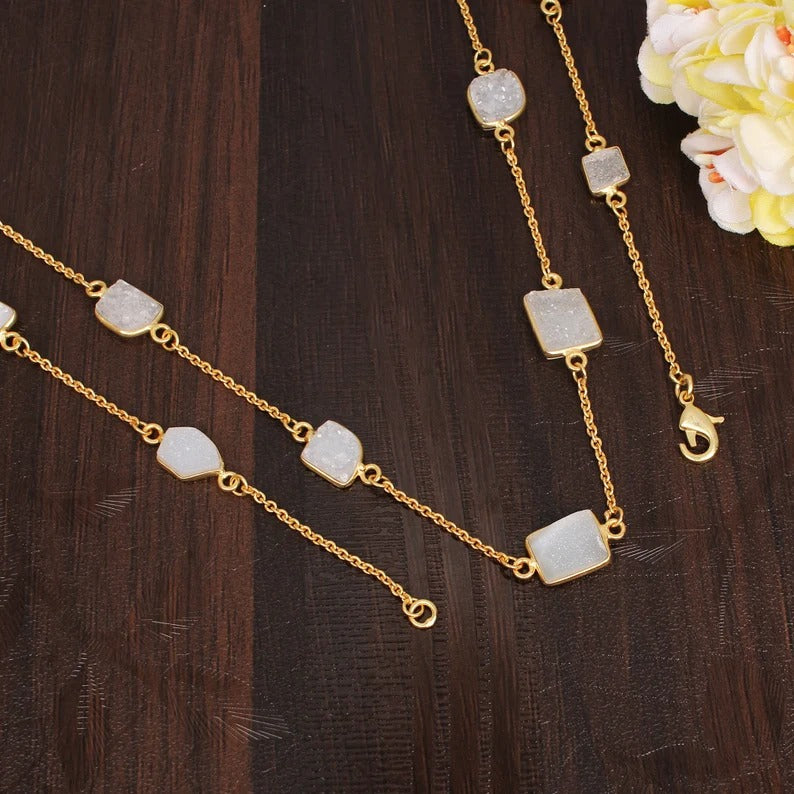 Druzy Link Chain Necklace