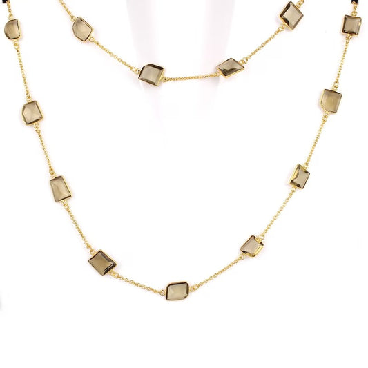 Smoky Quartz Hydro Long Double Layer Necklace