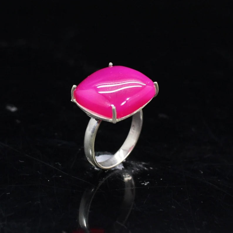 Fuchsia Chalcedony 92.5 Silver Ring