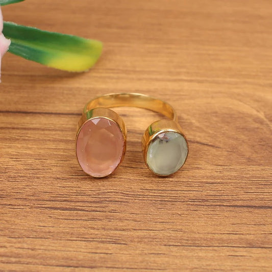 Rose & Aqua Chalcedony Stackable Ring