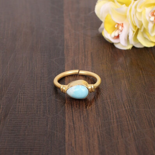 Antique Natural Larimar Stacking Ring