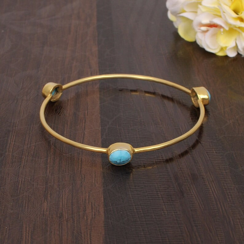 Precious Oval Turquoise Stackable Bracelet