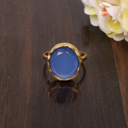 Natural Chalcedony Unisex Ring