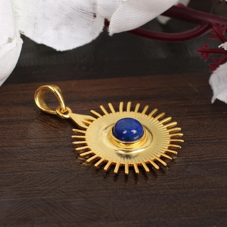 Gold Plated Designer Lapis Lazuli Chakra Pendant