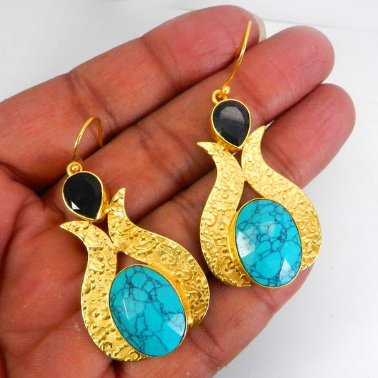 Turquoise & Black Onyx Earrings