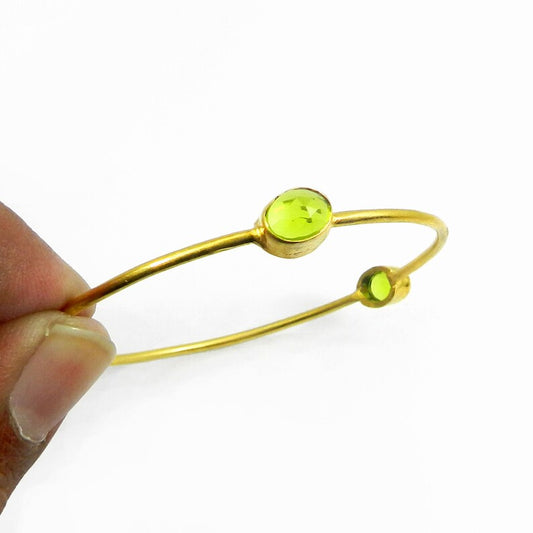 Handmade Peridot Cuff Stacking Bangle