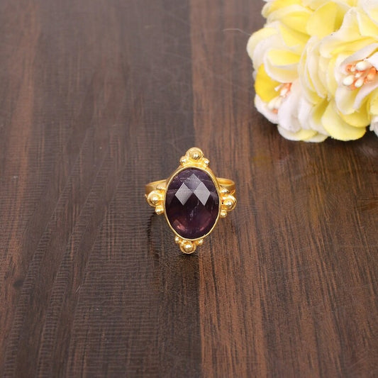 Elegant Purple Amethyst Traditional Ring