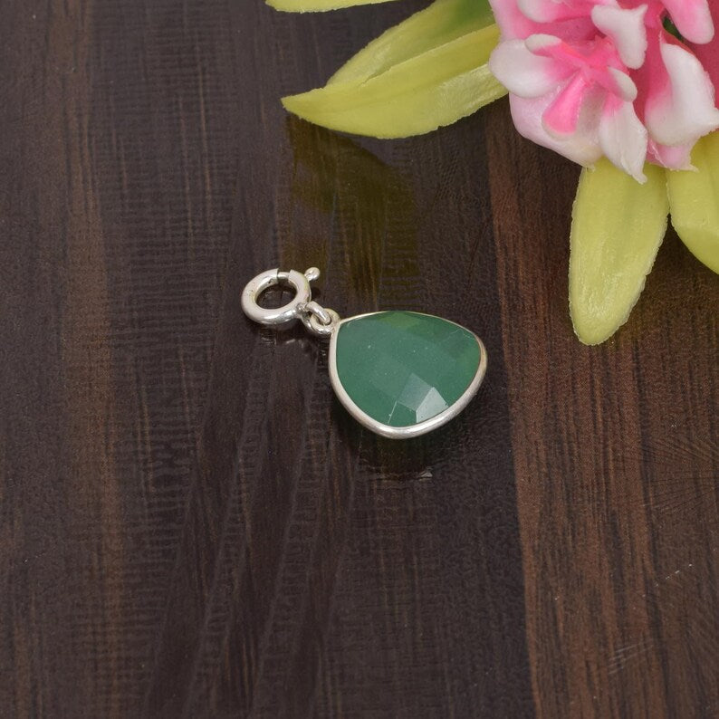 Green Onyx Gemstone Single Loop Connector