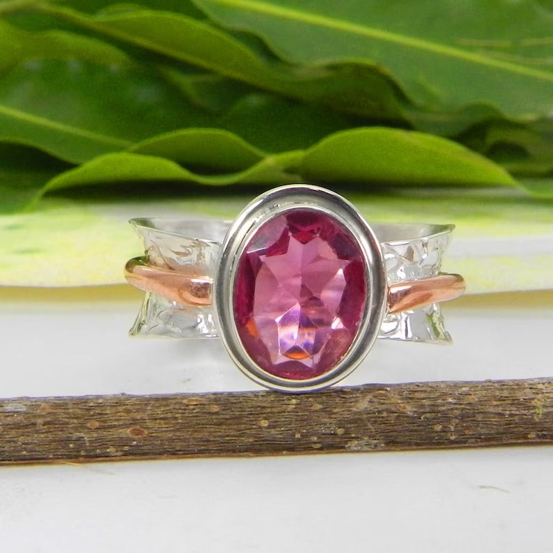 Pink Tourmaline Gemstone 925 Sterling Silver Ring