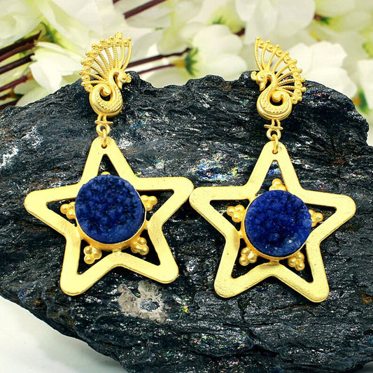 DIY Ink Blue Druzy Gothic Earrings