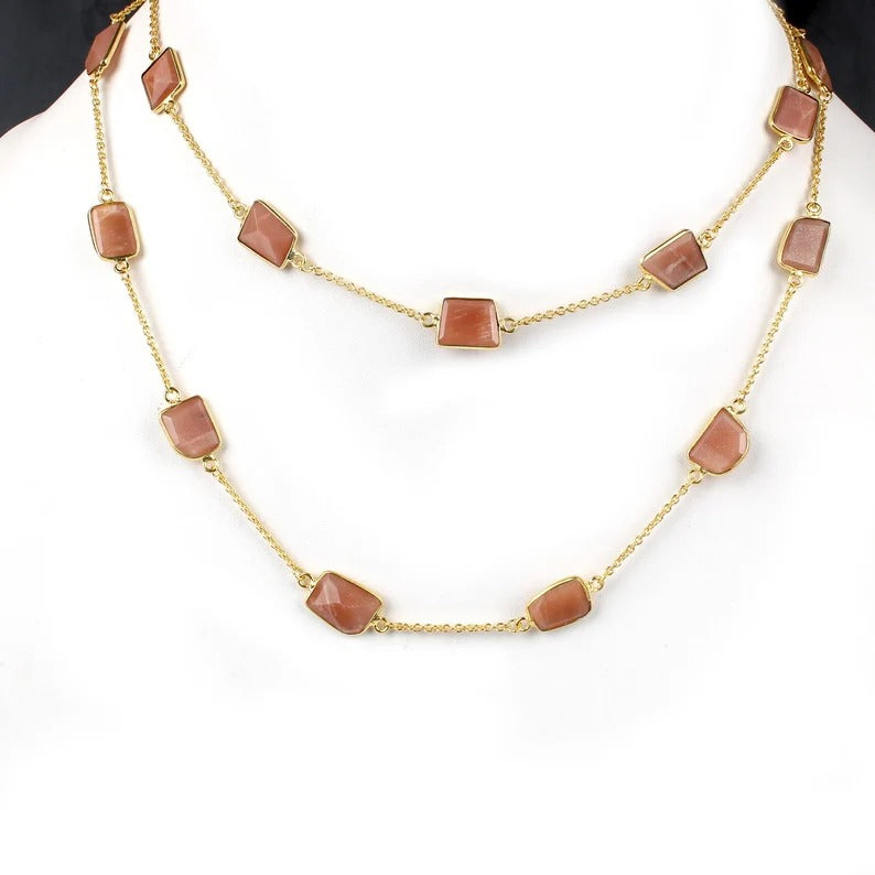 Natural Peach Moonstone Necklace