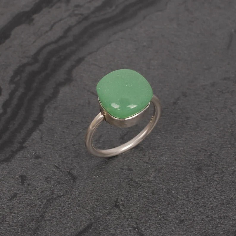 Prehnite Hydro Gemstone 92.5 Sterling Silver Ring