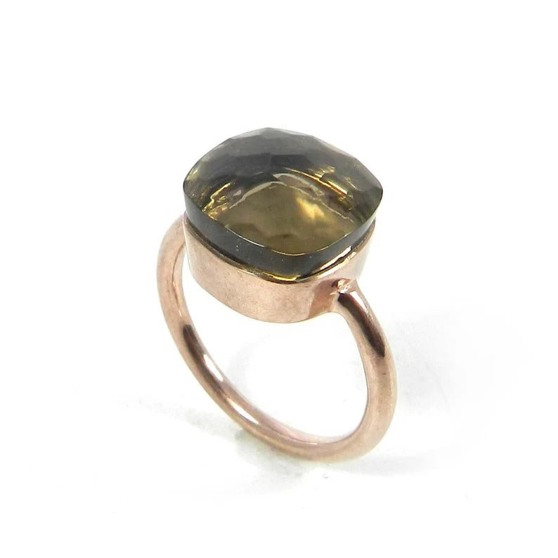 Smoky Hydro Gemstone 92.5 Sterling Silver Ring