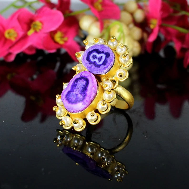 Purple Solar Quartz Ring