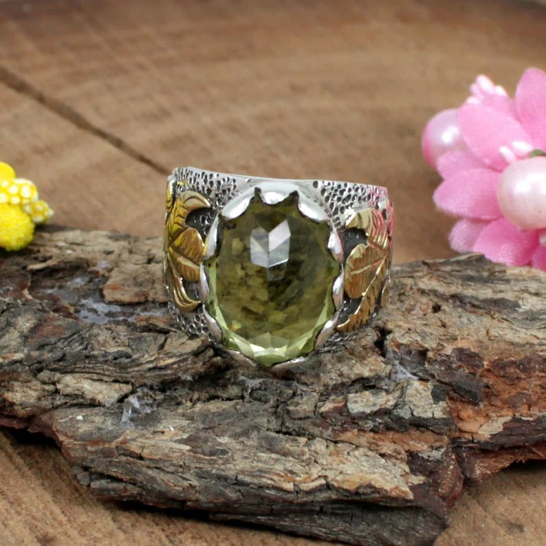 Lemon Quartz Gemstone 92.5 Sterling Silver Ring