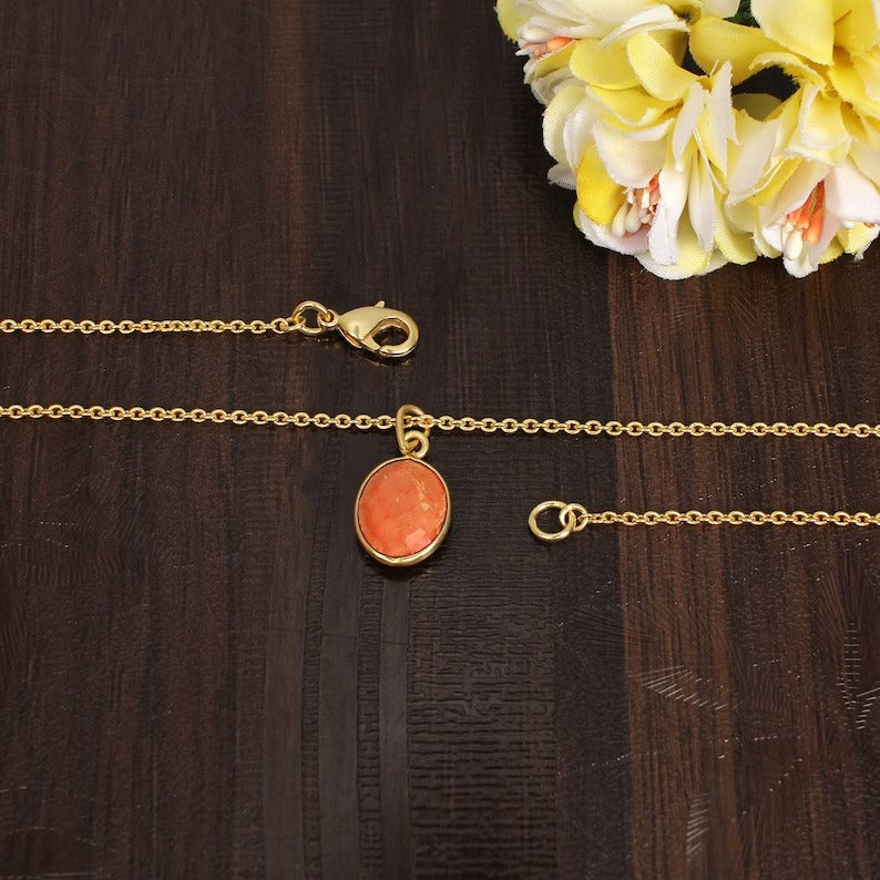 Orange Coral Dainty Necklace