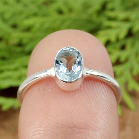 Natural White Topaz 92.5 Silver Ring