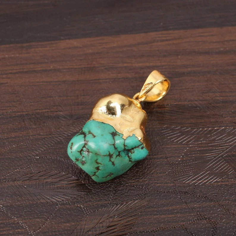 Tibetan Turquoise Gemstone Gold Plated Pendant