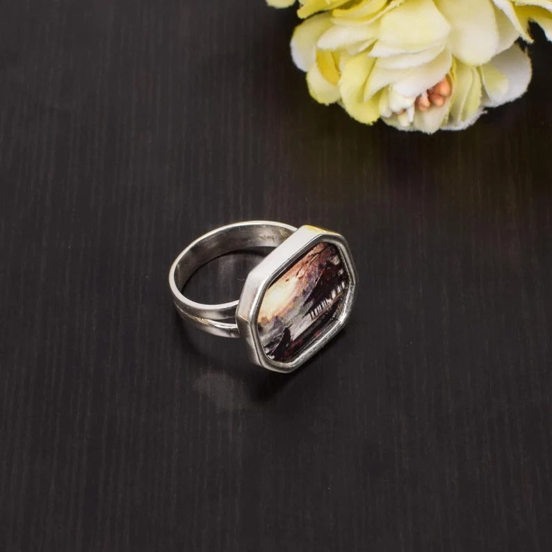 Nature Art Galley Picture Split Band Painting Ring