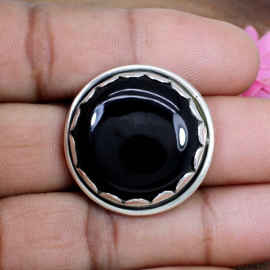 Black Onyx Gemstone Sterling Silver Ring