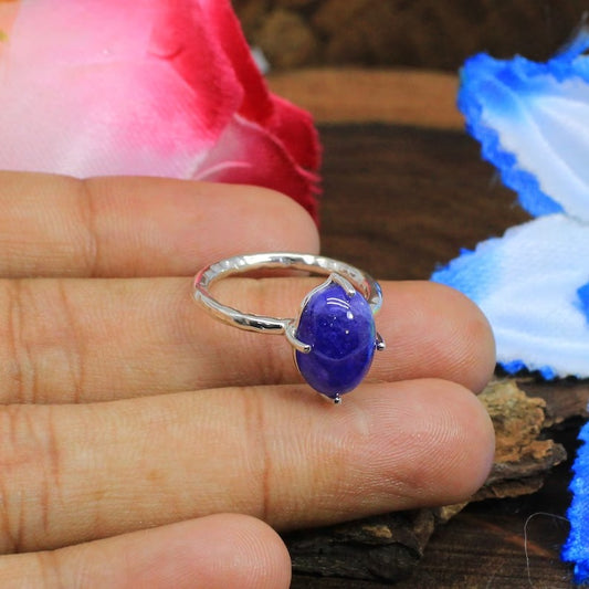 92.5 Sterling Silver Tanzanite Gemstone Prong Set Ring