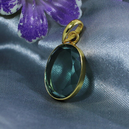 Gold Plated Green Amethyst Hydro Pendant