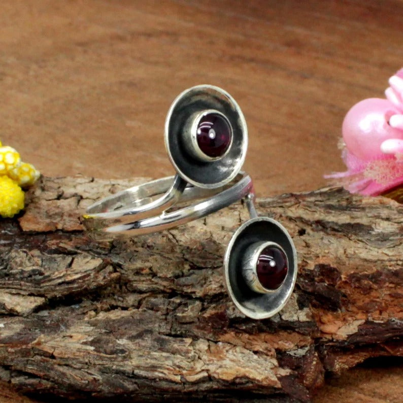 Garnet Gemstone 92.5 Sterling Silver Ring