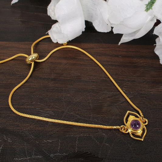 Purple Amethyst Handmade Brass Bracelet