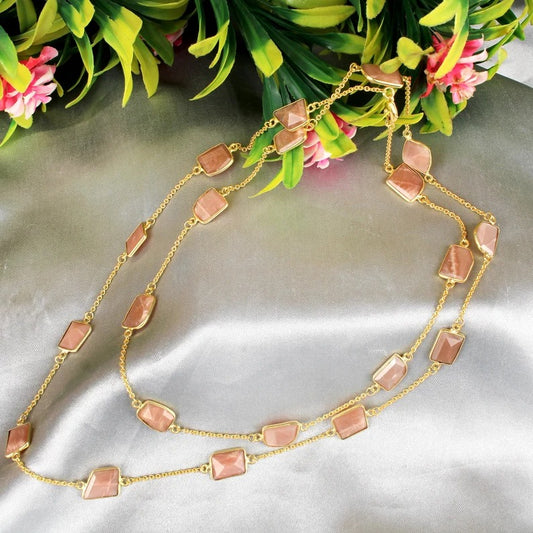 Natural Peach Moonstone Necklace