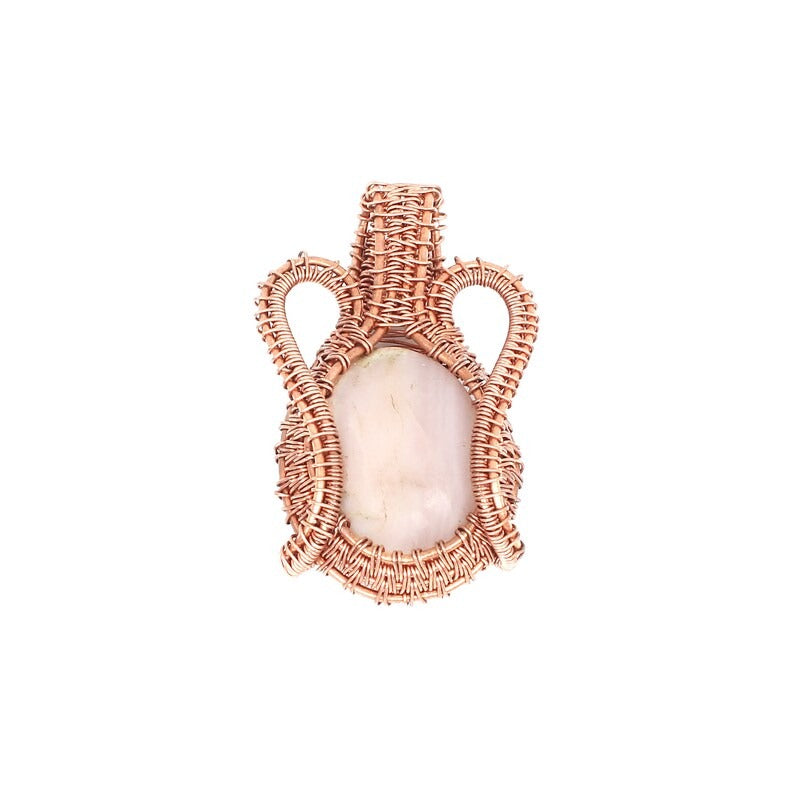 Beautiful Pink Opal Copper Wire Wrapped Pendant