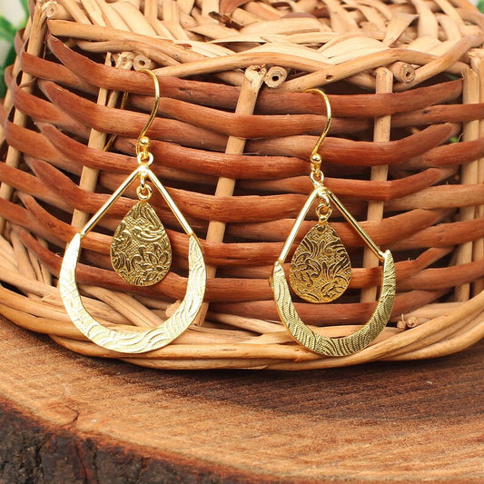 Handmade Gold Plated Textured Earrings