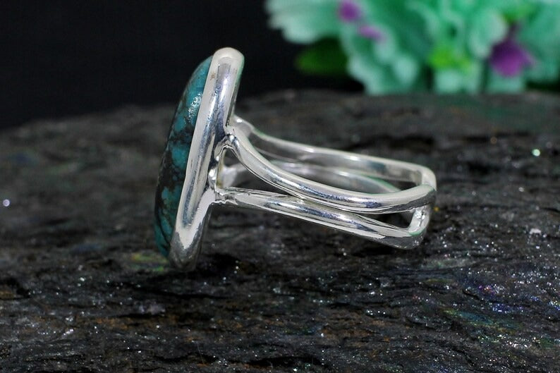 Natural Turquoise Gemstone Handmade Sterling Silver Ring