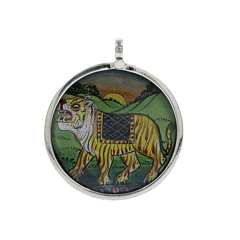 92.5 Sterling Silver Lion Handmade Painting Pendant